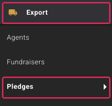 Export > Pledges in the left-hand menu