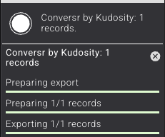 Export progress panel