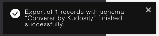 Export finished successfully notification