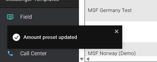 Figure 2 — Confirmation pop-up displayed after a successful update.