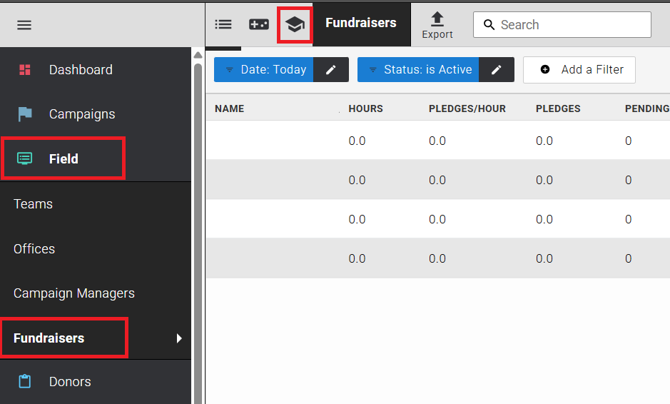 Training icon in the Fundraisers section